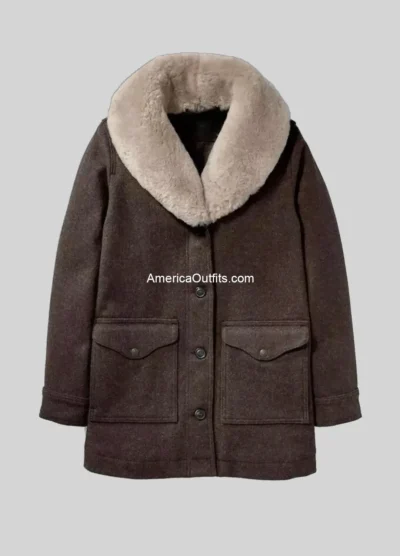 Kelly Reilly Yellowstone Beth Dutton Shearling Wool Coat