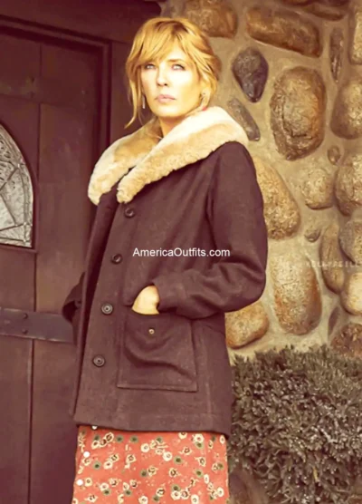 Kelly Reilly Yellowstone Beth Dutton Shearling Wool Coat