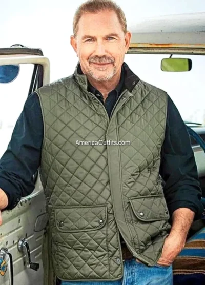 Kevin-Costner-Yellowstone-John-Dutton-Green-Quilted-Vest