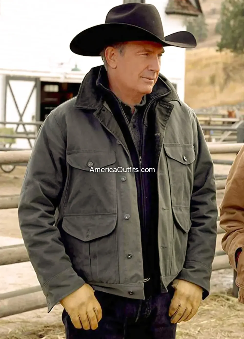 Kevin Costner Yellowstone John Dutton Grey Cotton Jacket