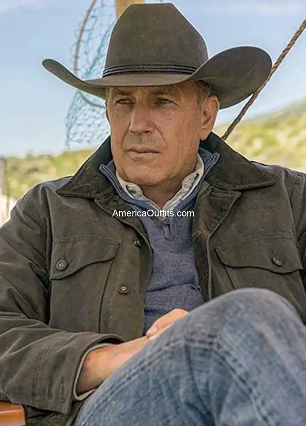 Kevin Costner Yellowstone John Dutton Grey Cotton Jacket