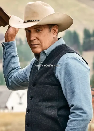Kevin Costner Yellowstone John Dutton Grey Wool Vest