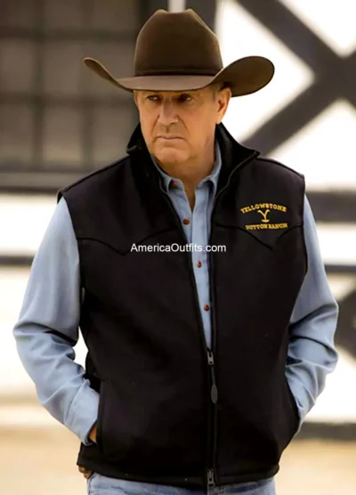 John Dutton Black Vest Kevin Costner Yellowstone