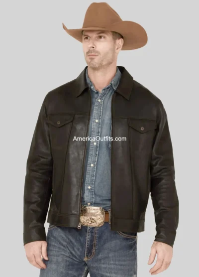 Solid-Black-Trucker-Leather-Jacket