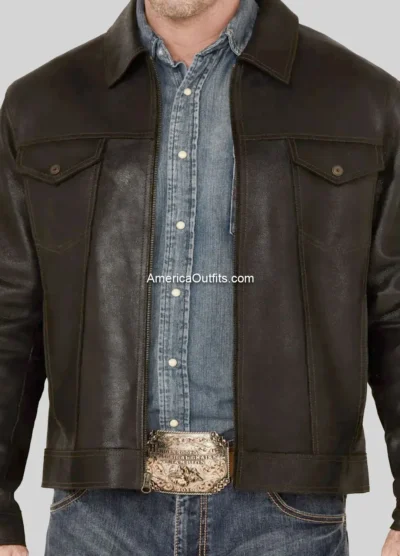Solid-Black-Trucker-Leather-Jacket