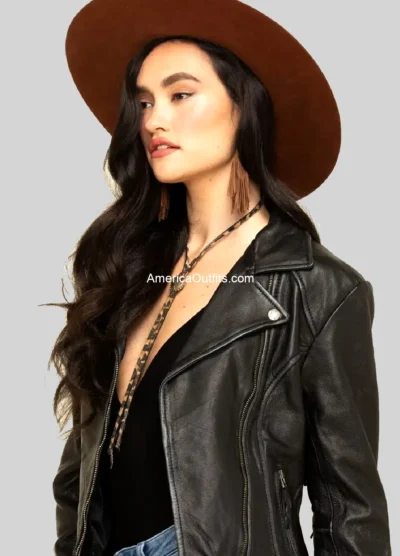 Alison Black Fringe Leather Jacket