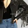 Alison Black Fringe Leather Jacket