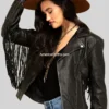 Alison Black Fringe Leather Jacket