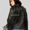 Alison Black Fringe Leather Jacket