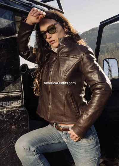 Cafe-Racer-Women’s-Brown-Leather-Jacket