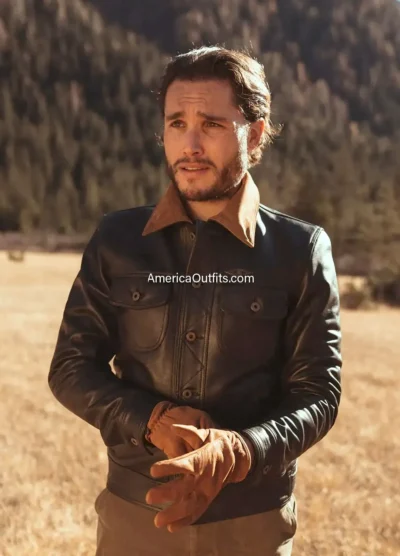 Gold-Bison-Black-Trucker-Leather-Jacket