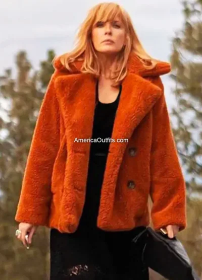 Beth-Dutton-Yellowstone-Orange-Fur-Coat