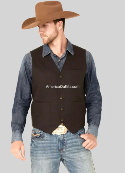 Men’s-Heather-Brown-Ridgeline-Button-Front-Vest