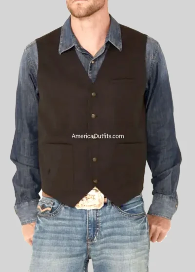 Men’s-Heather-Brown-Ridgeline-Button-Front-Vest