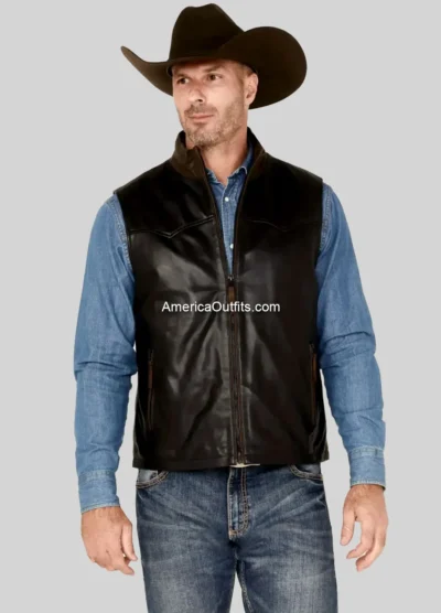 Men’s-Zip-Up-Leather-Vest
