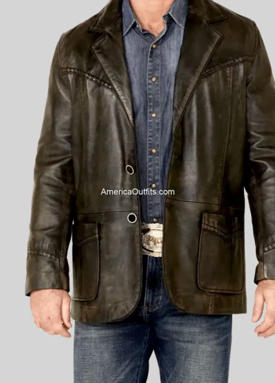 Yellowstone-Men’s-Black-Genuine-Leather-Western-Blazer