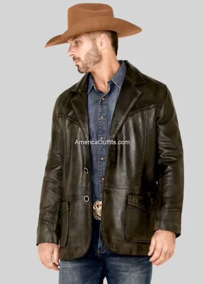 Yellowstone-Men’s-Black-Genuine-Leather-Western-Blazer