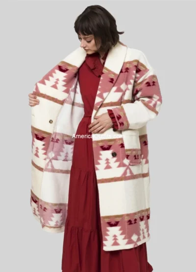Beth Dutton Pink Printed Coat Yellowstone