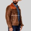 Goldrush Style Men’s Color Block Leather Jacket