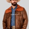 Goldrush Style Men’s Color Block Leather Jacket