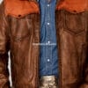 Goldrush Style Men’s Color Block Leather Jacket
