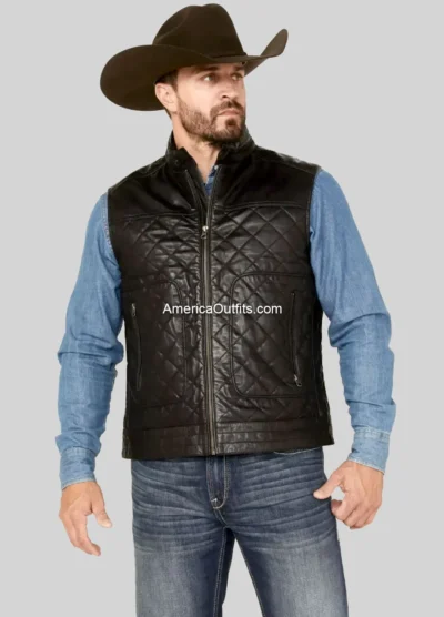 Men’s-Quilted-Black-Leather-Vest
