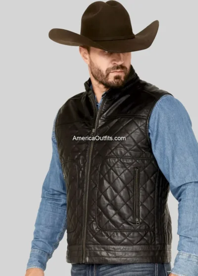 Men’s-Quilted-Black-Leather-Vest