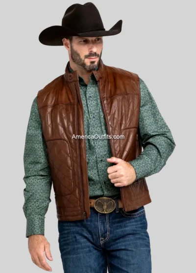 Men’s-Quilted-Brown-Leather-Vest
