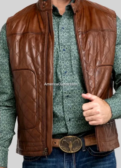 Men’s-Quilted-Brown-Leather-Vest