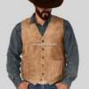 Men’s-Tan-Grasslands-Button-Front-Suede-Dress-Vest