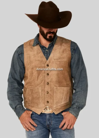 Men’s-Tan-Grasslands-Button-Front-Suede-Dress-Vest