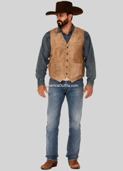 Men’s-Tan-Grasslands-Button-Front-Suede-Dress-Vest