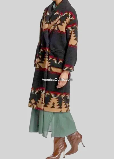 Yellowstone-S05-Beth-Dutton-Black-Printed-Coat