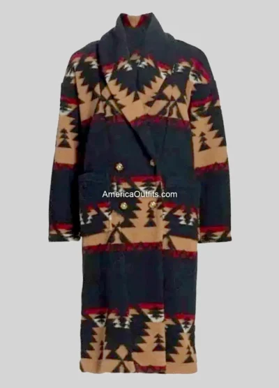 Yellowstone-S05-Beth-Dutton-Black-Printed-Coat
