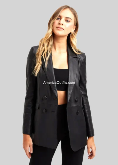 Women’s-Classic-Oversized-Black-Leather-Blazer
