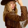 Women’s Coffee Suede Fringe Blazer