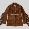 Women’s Coffee Suede Fringe Blazer