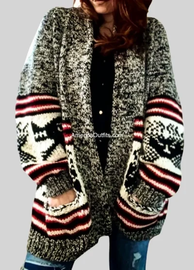 Yellowstone-S5-Kelsey-Asbille-Grey-Aztec-Cardigan